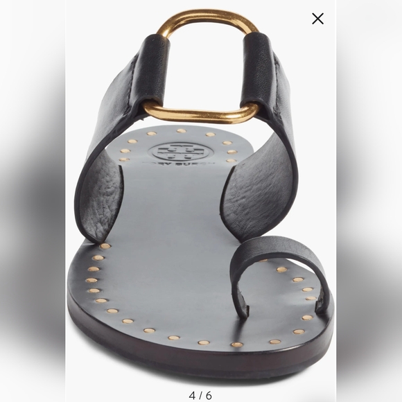 Tory Burch Brannan Studded Sandals Black Leather Women's 6.5 $248 - Picture 5 of 16